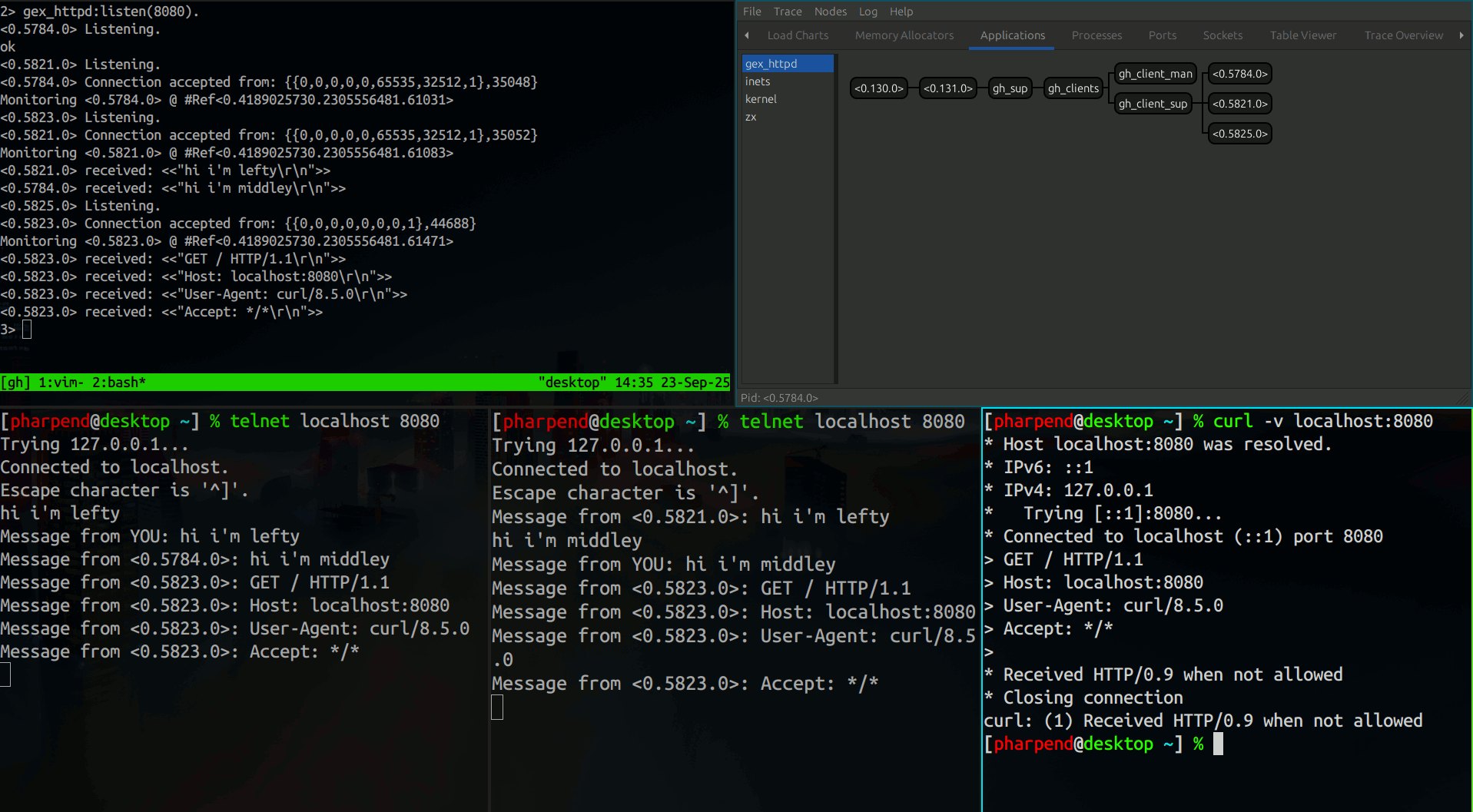 screenshot of gh_httpd running